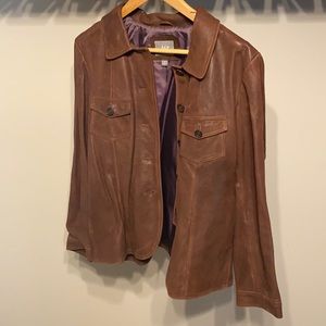 JJILL Brown Leather Jacket, never worn, size S